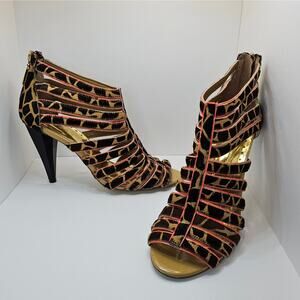 BCBGirls Leopard Print Strappy Leather Heals - US Women's Size 8
